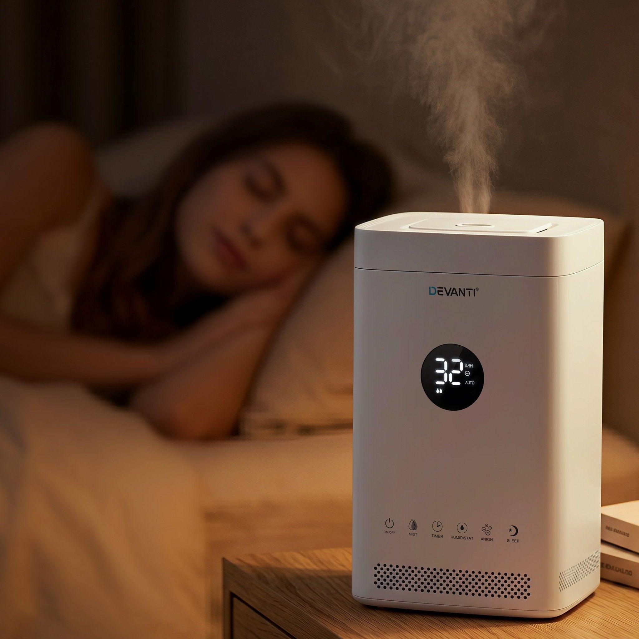 Devanti Ultrasonic Humidifier Air Purifier Top Fill Auto Humidity 3.5L White - Appliances > Aroma Diffusers & Humidifiers > Humidifiers - Rivercity House & Home Co. (ABN 18 642 972 209) - Affordable Modern Furniture Australia