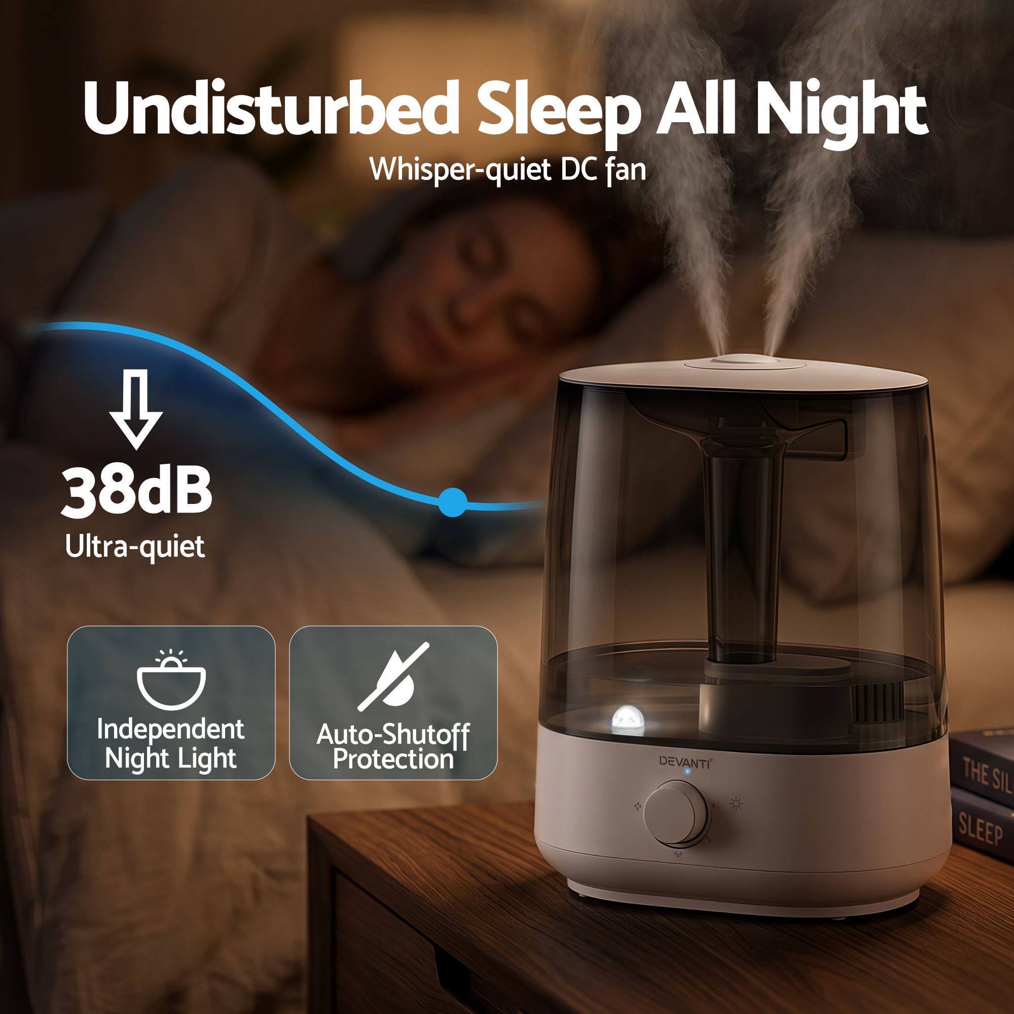 Devanti Ultrasonic Humidifier Aroma Diffuser Top Fill Quiet Bedroom 6L - Appliances > Aroma Diffusers & Humidifiers > Humidifiers - Rivercity House & Home Co. (ABN 18 642 972 209) - Affordable Modern Furniture Australia
