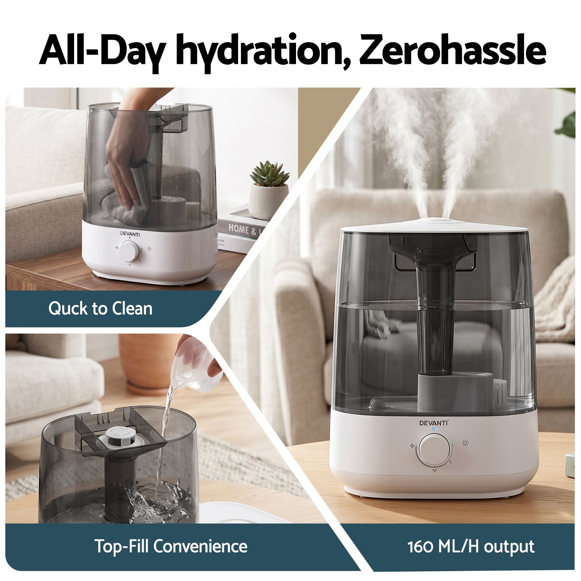 Devanti Ultrasonic Humidifier Aroma Diffuser Top Fill Quiet Bedroom 6L - Appliances > Aroma Diffusers & Humidifiers > Humidifiers - Rivercity House & Home Co. (ABN 18 642 972 209) - Affordable Modern Furniture Australia