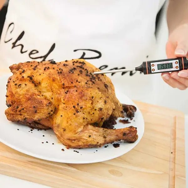 Digital Kitchen Thermometer with Stainless Steel Probe and LCD Display for Cooking and BBQ Temperature Checks - Black - Home & Garden > BBQ > BBQ Tools - Rivercity House & Home Co. (ABN 18 642 972 209) - Affordable Modern Furniture Australia