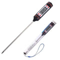 Digital Kitchen Thermometer with Stainless Steel Probe and LCD Display for Cooking and BBQ Temperature Checks - Black