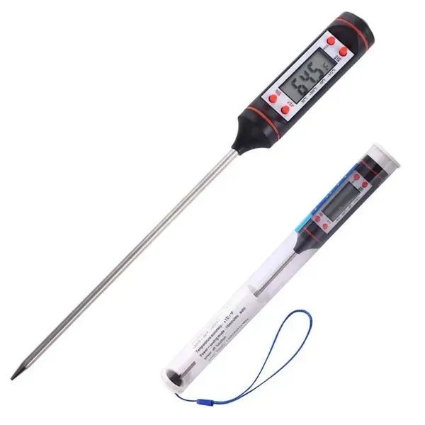 Digital Kitchen Thermometer with Stainless Steel Probe and LCD Display for Cooking and BBQ Temperature Checks - Black - Home & Garden > BBQ > BBQ Tools - Rivercity House & Home Co. (ABN 18 642 972 209) - Affordable Modern Furniture Australia