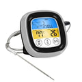 Digital Meat Thermometer with Foldable Probe, Touchscreen LCD, Backlight & Timer Alarm for BBQ, Oven & Grilling - Black and Grey