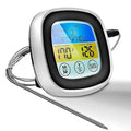 Digital Meat Thermometer with Touchscreen, Stainless Steel Probe, Backlit LCD and Timer for BBQ and Baking - Black and Grey