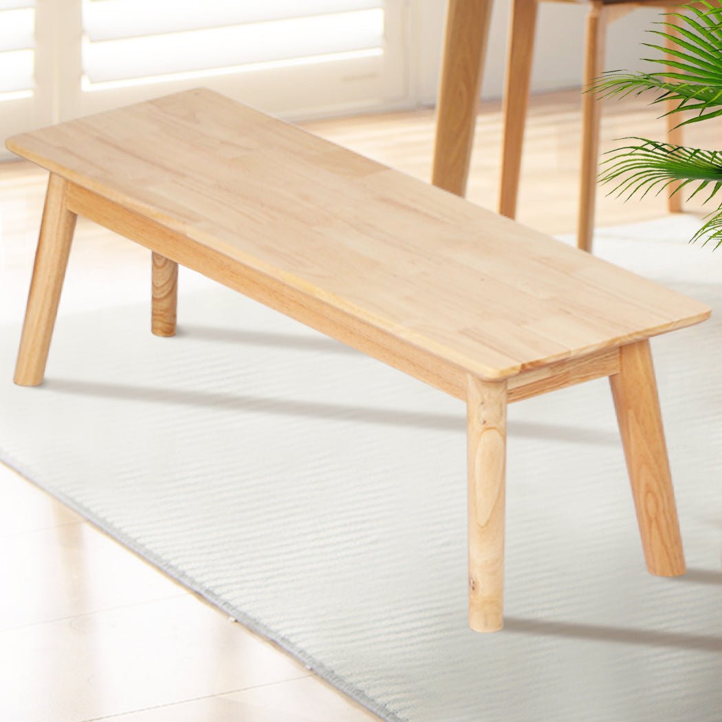 Dining Bench Chair Seat 120cm Rubberwood Timber - Natural - Rivercity House & Home Co. (ABN 18 642 972 209) - Affordable Modern Furniture Australia