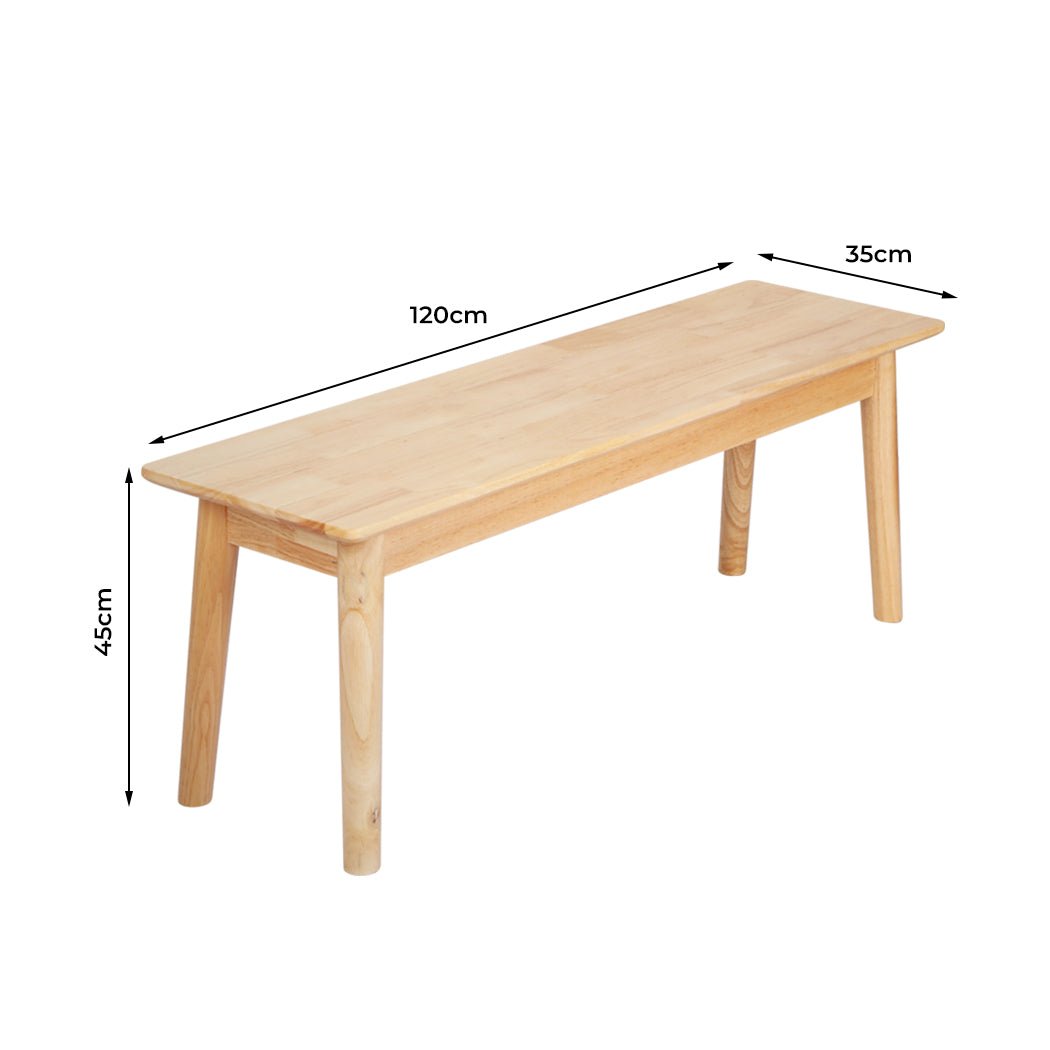 Dining Bench Chair Seat 120cm Rubberwood Timber - Natural - Rivercity House & Home Co. (ABN 18 642 972 209) - Affordable Modern Furniture Australia