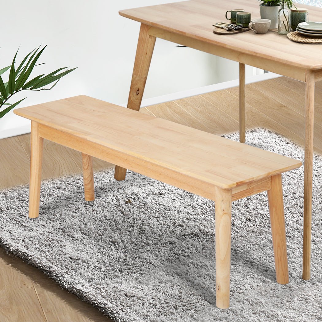 Dining Bench Chair Seat 120cm Rubberwood Timber - Natural - Rivercity House & Home Co. (ABN 18 642 972 209) - Affordable Modern Furniture Australia