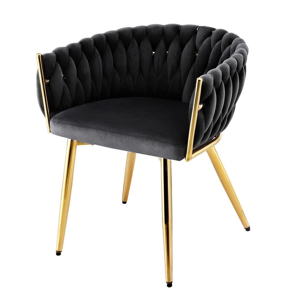 Dining Chair Armchair Cafe Kitchen Lounge Chairs Velvet Weaving Black - Furniture > Dining > Kitchen & Dining Chairs - Rivercity House & Home Co. (ABN 18 642 972 209) - Affordable Modern Furniture Australia