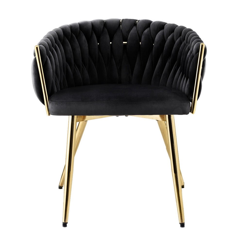 Dining Chair Armchair Cafe Kitchen Lounge Chairs Velvet Weaving Black - Furniture > Dining > Kitchen & Dining Chairs - Rivercity House & Home Co. (ABN 18 642 972 209) - Affordable Modern Furniture Australia