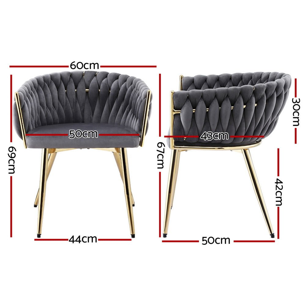 Dining Chair Armchair Cafe Kitchen Lounge Chairs Velvet Weaving Grey - Furniture > Dining > Kitchen & Dining Chairs - Rivercity House & Home Co. (ABN 18 642 972 209) - Affordable Modern Furniture Australia