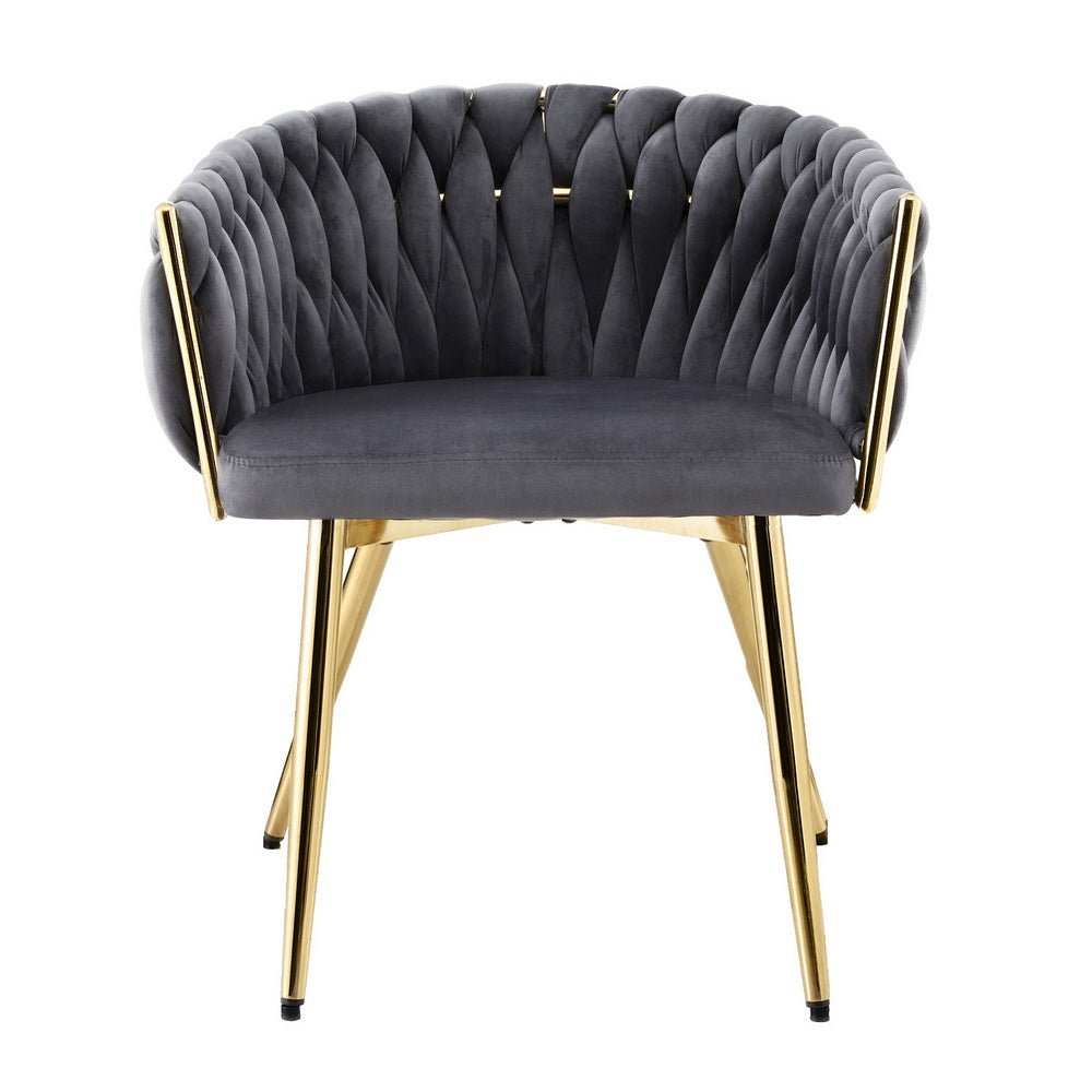 Dining Chair Armchair Cafe Kitchen Lounge Chairs Velvet Weaving Grey - Furniture > Dining > Kitchen & Dining Chairs - Rivercity House & Home Co. (ABN 18 642 972 209) - Affordable Modern Furniture Australia