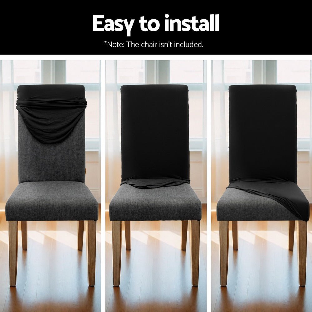 Dining Chair Covers 4x Slipcovers Spandex Stretch Banquet Wedding Black - Furniture > Bar Stools & Chairs - Rivercity House & Home Co. (ABN 18 642 972 209) - Affordable Modern Furniture Australia