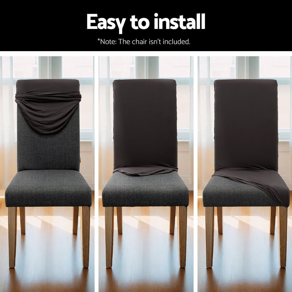 Dining Chair Covers 6x Slipcovers Spandex Stretch Banquet Party Dark Grey - Furniture > Bar Stools & Chairs - Rivercity House & Home Co. (ABN 18 642 972 209) - Affordable Modern Furniture Australia