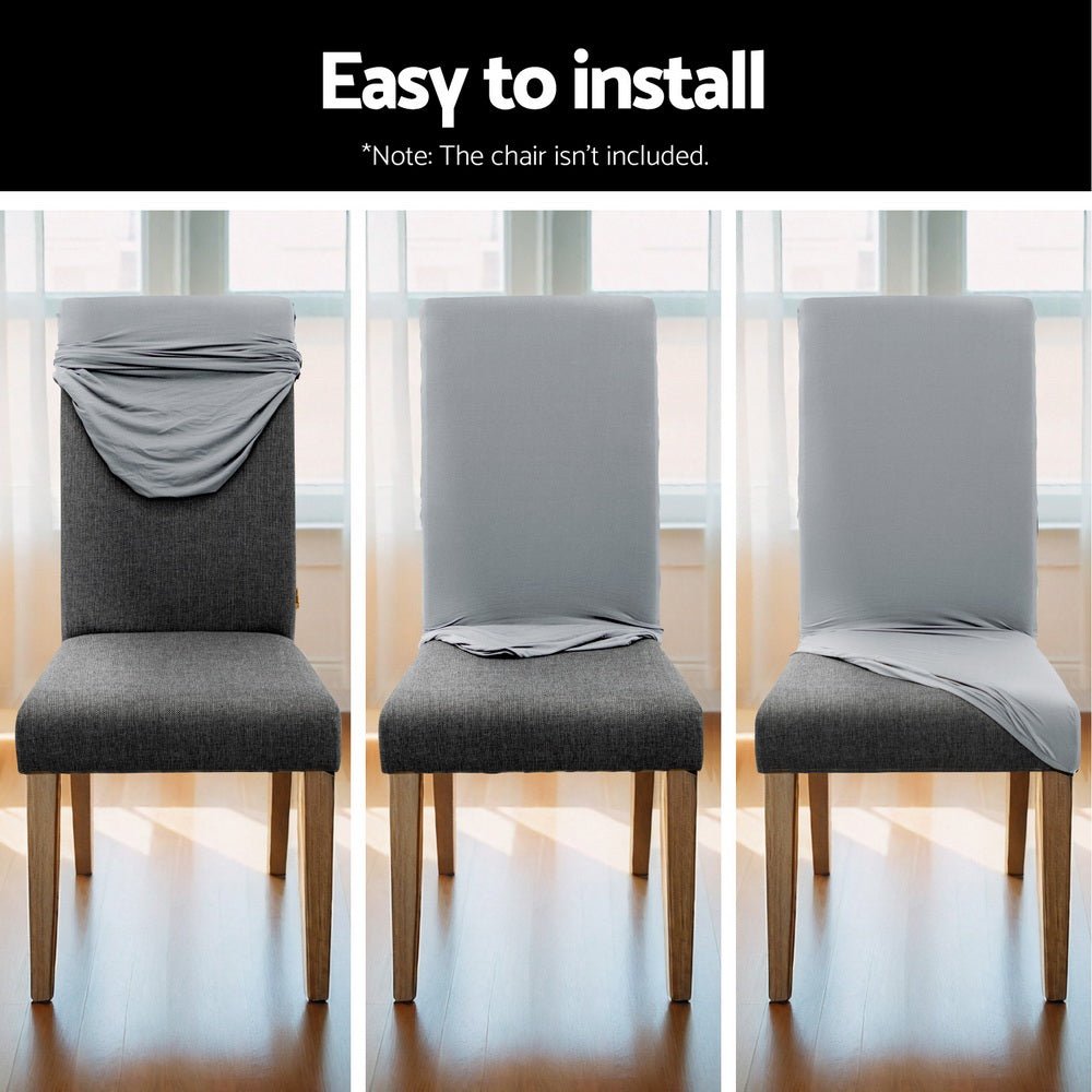 Dining Chair Covers 6x Slipcovers Spandex Stretch Banquet Wedding Grey - Furniture > Bar Stools & Chairs - Rivercity House & Home Co. (ABN 18 642 972 209) - Affordable Modern Furniture Australia
