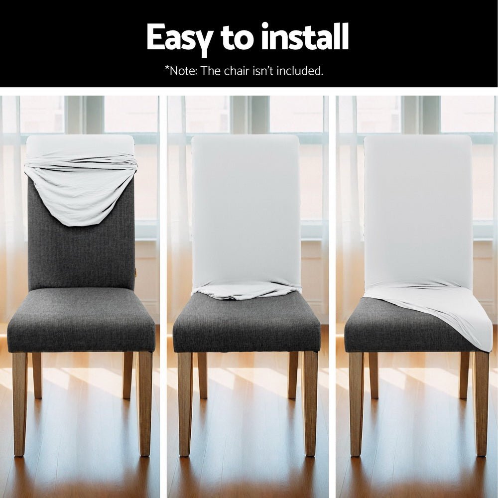 Dining Chair Covers 6x Slipcovers Spandex Stretch Banquet Wedding White - Furniture > Bar Stools & Chairs - Rivercity House & Home Co. (ABN 18 642 972 209) - Affordable Modern Furniture Australia