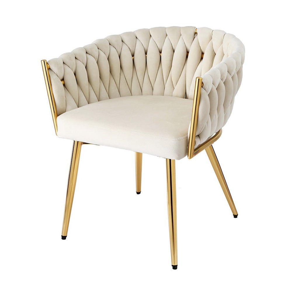 Dining Chair Velvet Armchair Beige - Furniture > Dining > Kitchen & Dining Chairs - Rivercity House & Home Co. (ABN 18 642 972 209) - Affordable Modern Furniture Australia