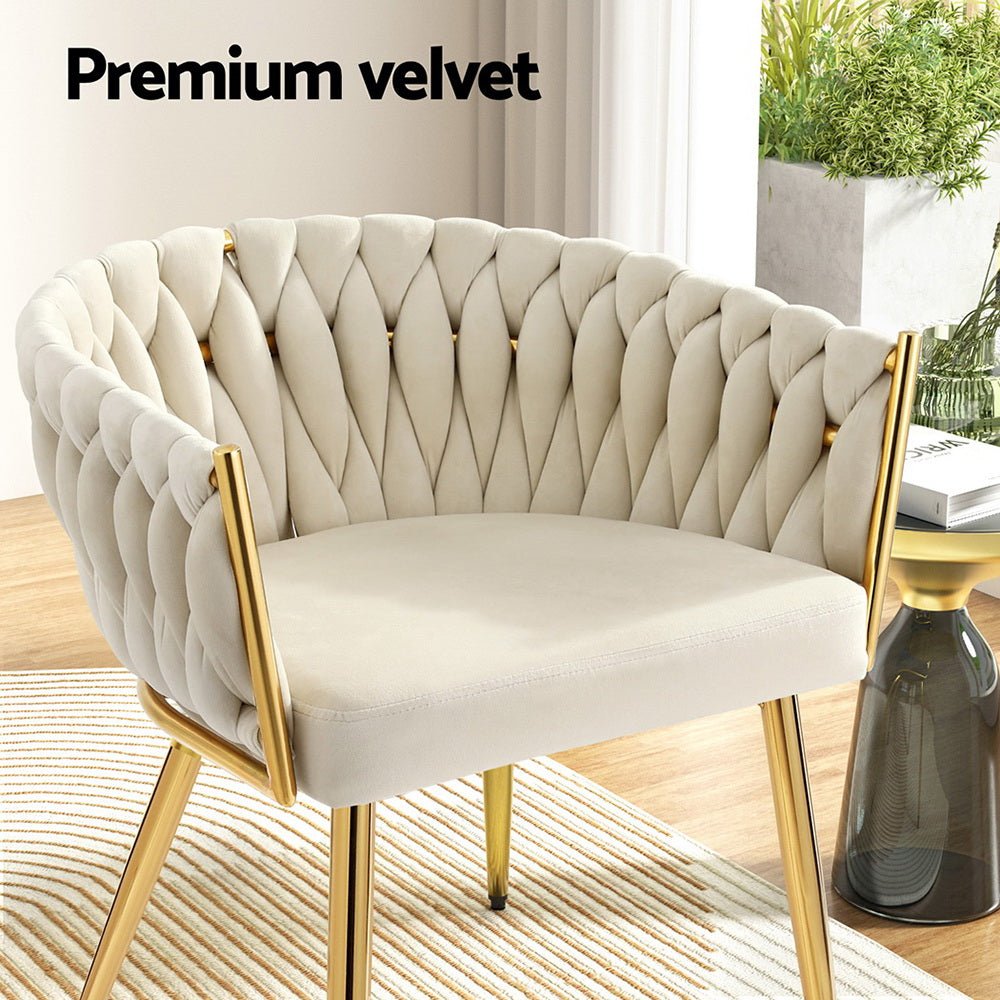Dining Chair Velvet Armchair Beige - Furniture > Dining > Kitchen & Dining Chairs - Rivercity House & Home Co. (ABN 18 642 972 209) - Affordable Modern Furniture Australia