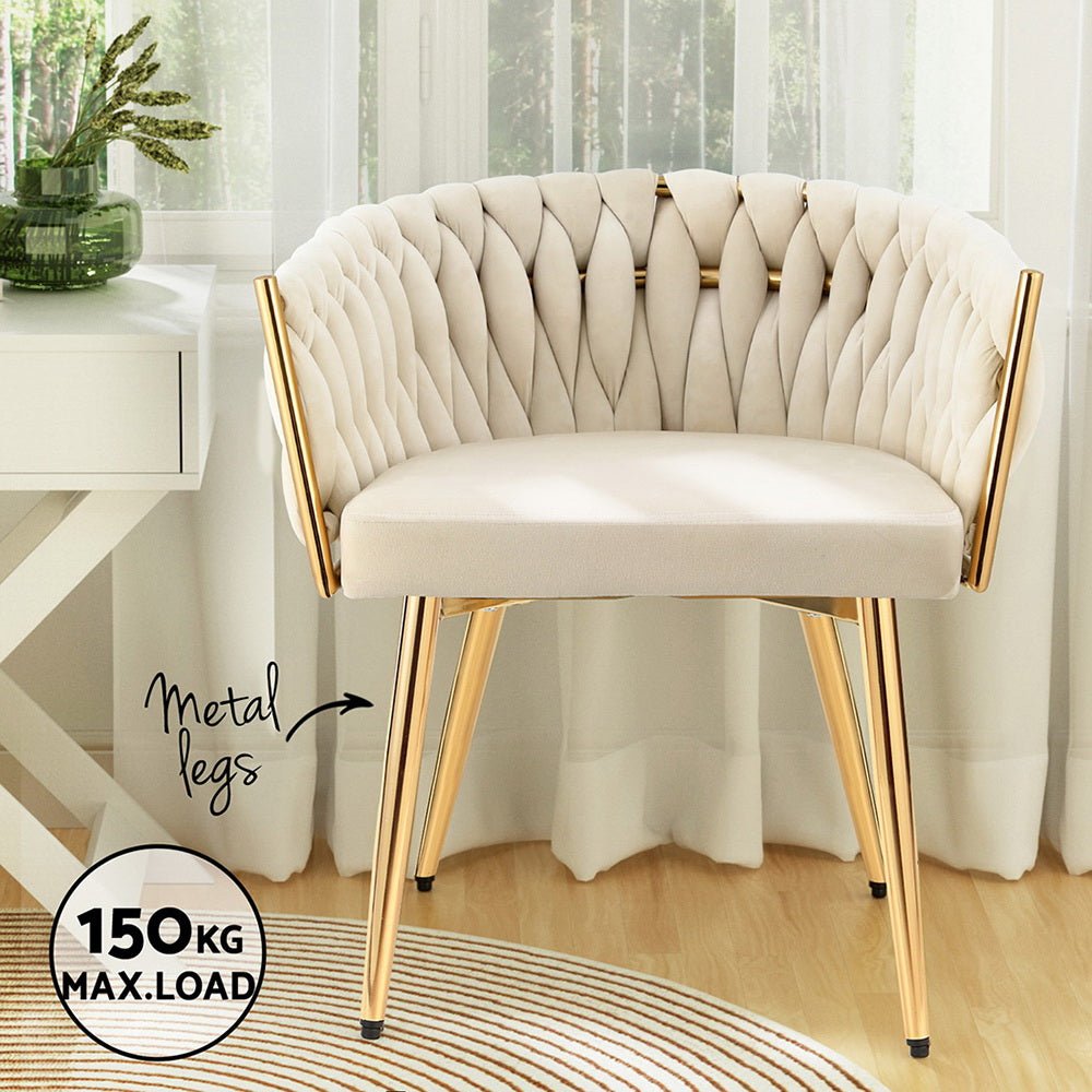 Dining Chair Velvet Armchair Beige - Furniture > Dining > Kitchen & Dining Chairs - Rivercity House & Home Co. (ABN 18 642 972 209) - Affordable Modern Furniture Australia