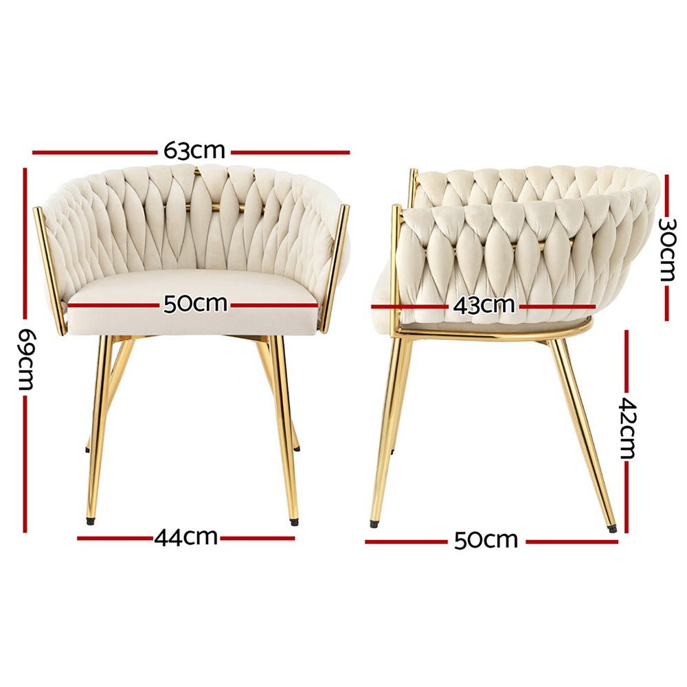 Dining Chair Velvet Armchair Beige - Furniture > Dining > Kitchen & Dining Chairs - Rivercity House & Home Co. (ABN 18 642 972 209) - Affordable Modern Furniture Australia