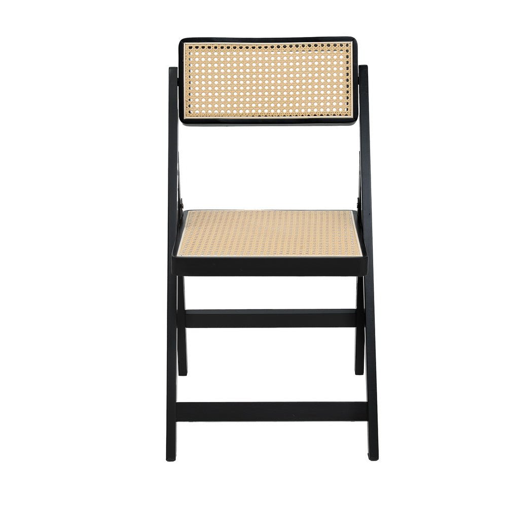 Dining Chair Wooden Rattan Foldable Black - Furniture > Dining > Kitchen & Dining Chairs - Rivercity House & Home Co. (ABN 18 642 972 209) - Affordable Modern Furniture Australia