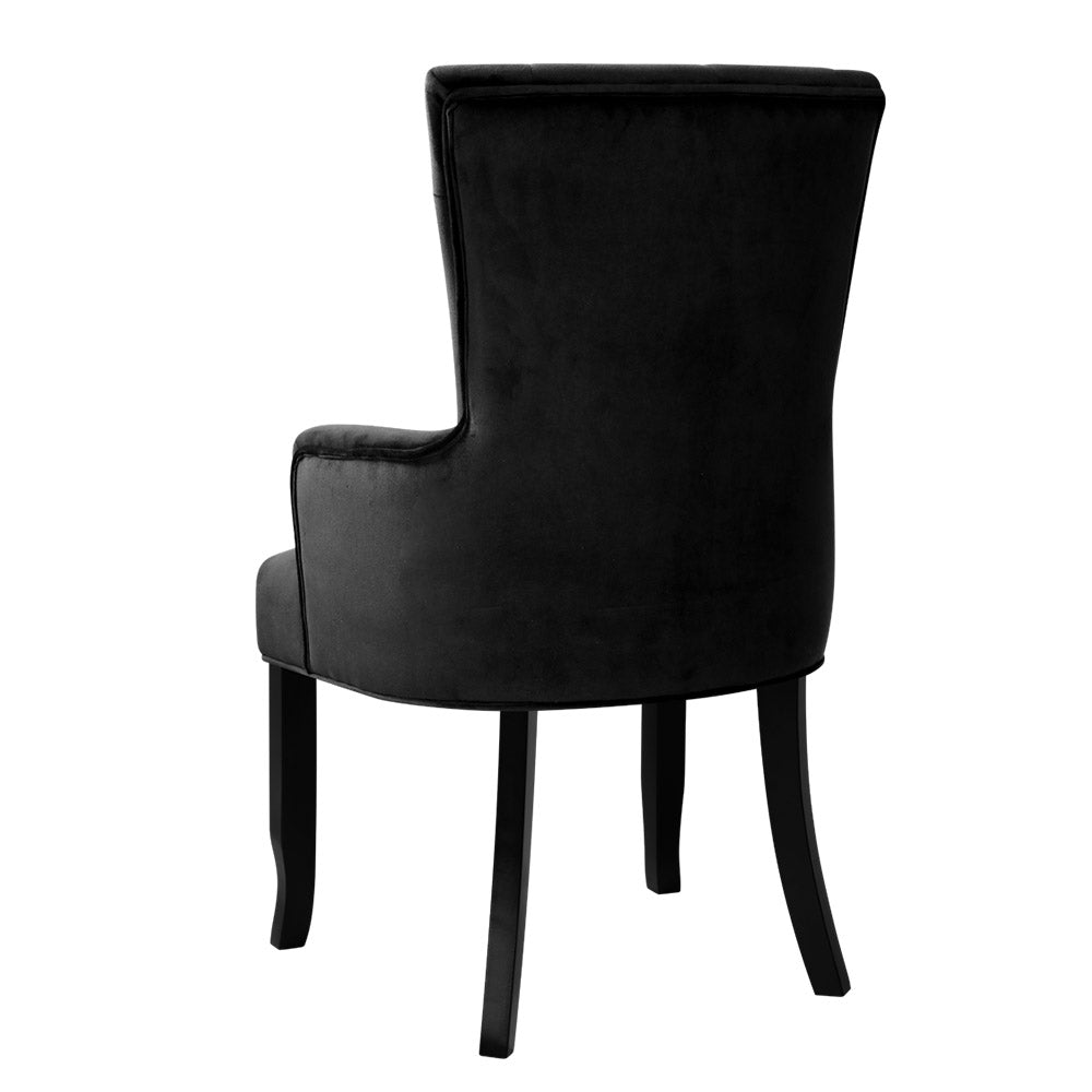 Dining Chairs French Provincial Chair Velvet Fabric Timber Retro Black - Rivercity House & Home Co. (ABN 18 642 972 209) - Affordable Modern Furniture Australia