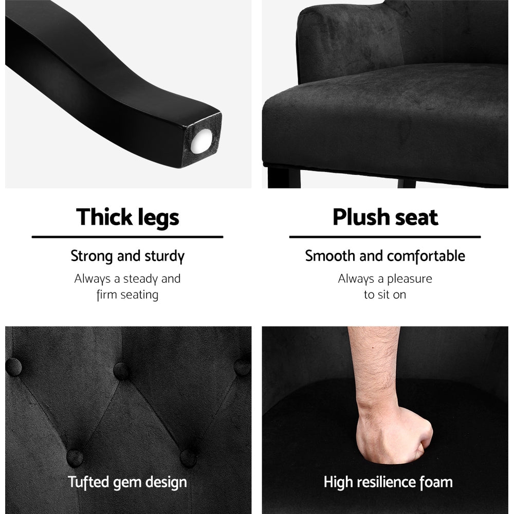 Dining Chairs French Provincial Chair Velvet Fabric Timber Retro Black - Rivercity House & Home Co. (ABN 18 642 972 209) - Affordable Modern Furniture Australia