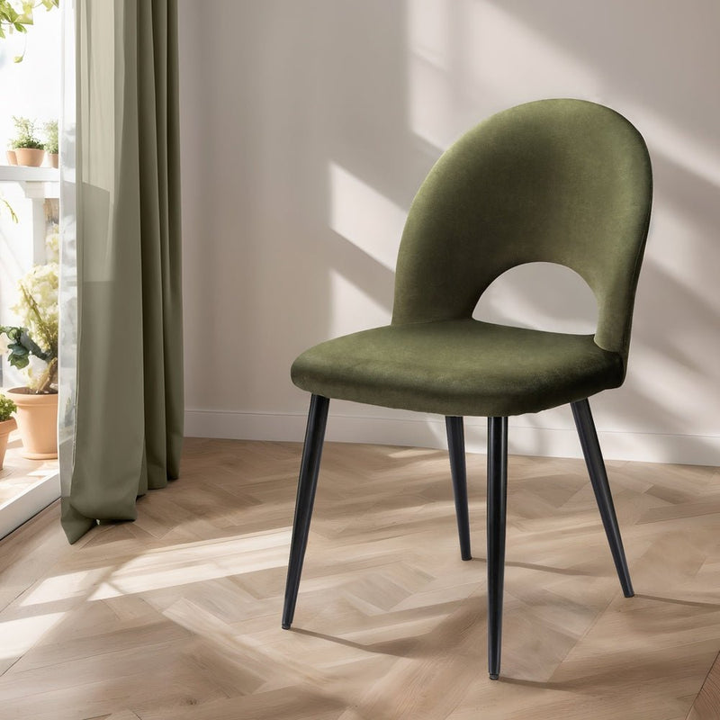 Dining Chairs Green Velvet Set Of 2 Loren - Furniture > Dining - Rivercity House & Home Co. (ABN 18 642 972 209) - Affordable Modern Furniture Australia