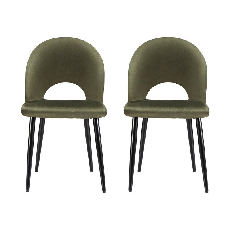 Dining Chairs Green Velvet Set Of 2 Loren - Furniture > Dining - Rivercity House & Home Co. (ABN 18 642 972 209) - Affordable Modern Furniture Australia