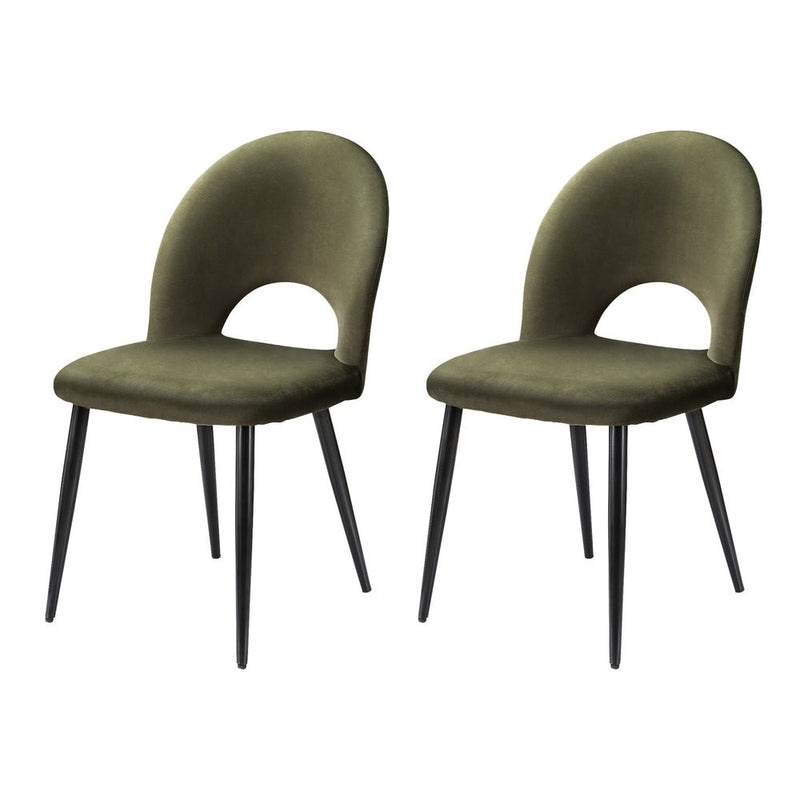 Dining Chairs Green Velvet Set Of 2 Loren - Furniture > Dining - Rivercity House & Home Co. (ABN 18 642 972 209) - Affordable Modern Furniture Australia