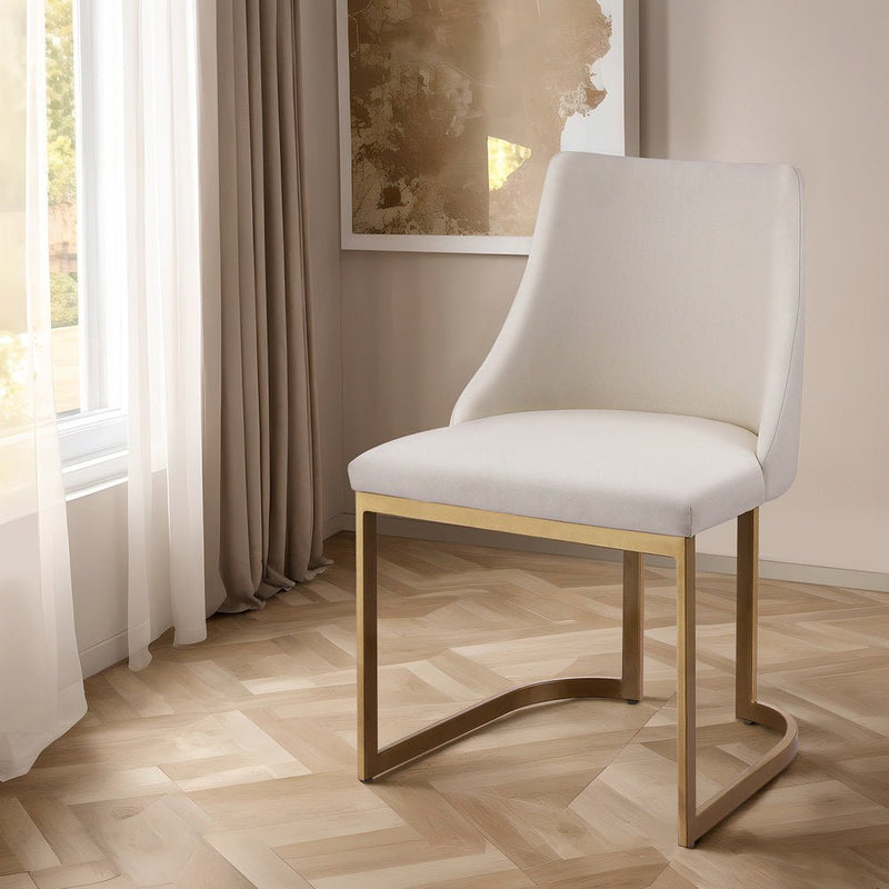 Dining Chairs Linen Fabric Beige Set Of 2 Balen - Furniture > Dining - Rivercity House & Home Co. (ABN 18 642 972 209) - Affordable Modern Furniture Australia