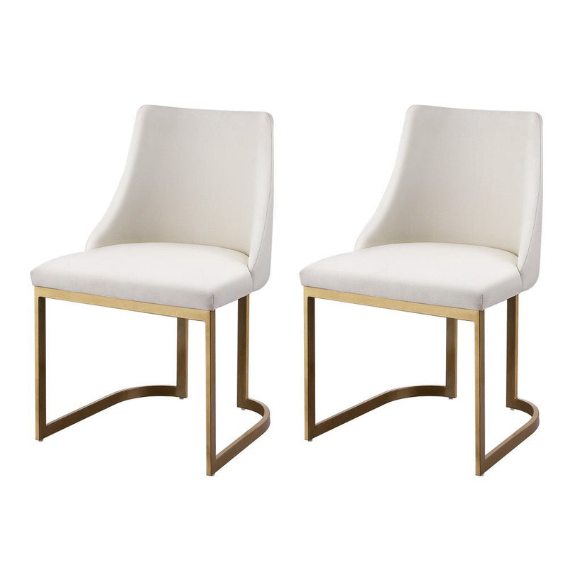 Dining Chairs Linen Fabric Beige Set Of 2 Balen - Furniture > Dining - Rivercity House & Home Co. (ABN 18 642 972 209) - Affordable Modern Furniture Australia