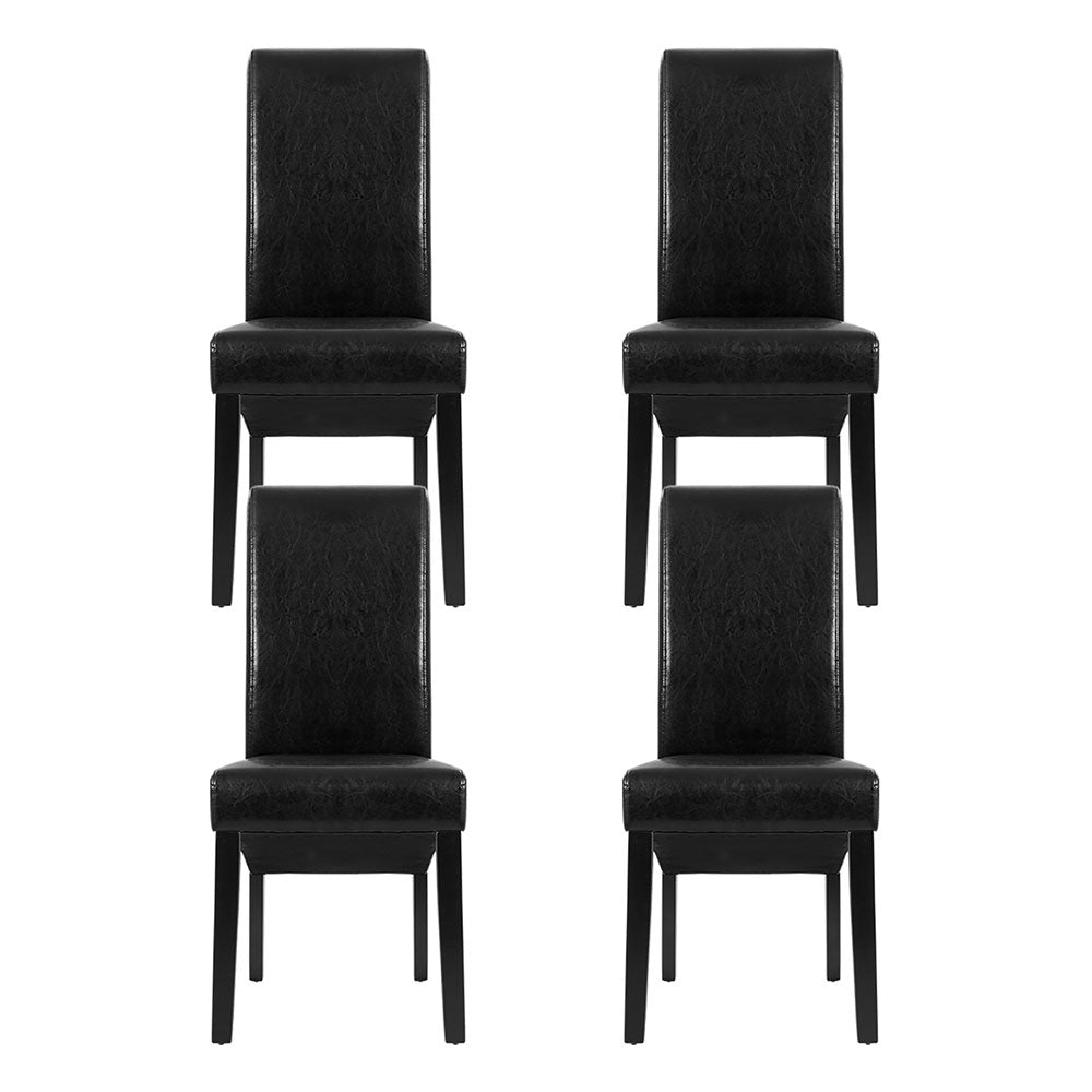 Dining Chairs Set of 2 Leather Parsons Chair Black - Furniture > Dining > Kitchen & Dining Chairs - Rivercity House & Home Co. (ABN 18 642 972 209) - Affordable Modern Furniture Australia