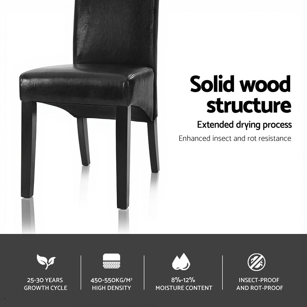 Dining Chairs Set of 2 Leather Parsons Chair Black - Furniture > Dining > Kitchen & Dining Chairs - Rivercity House & Home Co. (ABN 18 642 972 209) - Affordable Modern Furniture Australia