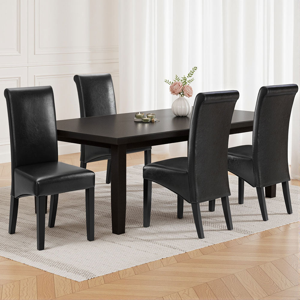 Dining Chairs Set of 2 Leather Parsons Chair Black - Furniture > Dining > Kitchen & Dining Chairs - Rivercity House & Home Co. (ABN 18 642 972 209) - Affordable Modern Furniture Australia