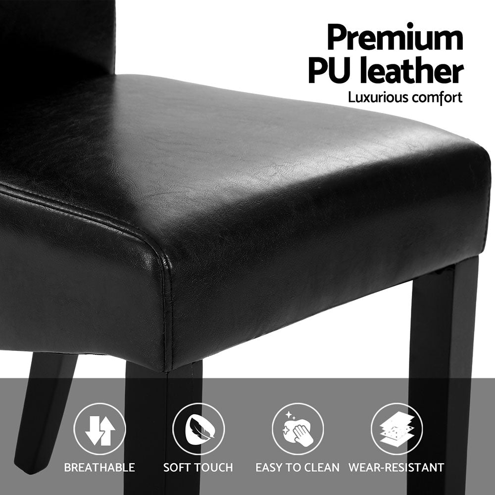 Dining Chairs Set of 2 Leather Parsons Chair Black - Furniture > Dining > Kitchen & Dining Chairs - Rivercity House & Home Co. (ABN 18 642 972 209) - Affordable Modern Furniture Australia