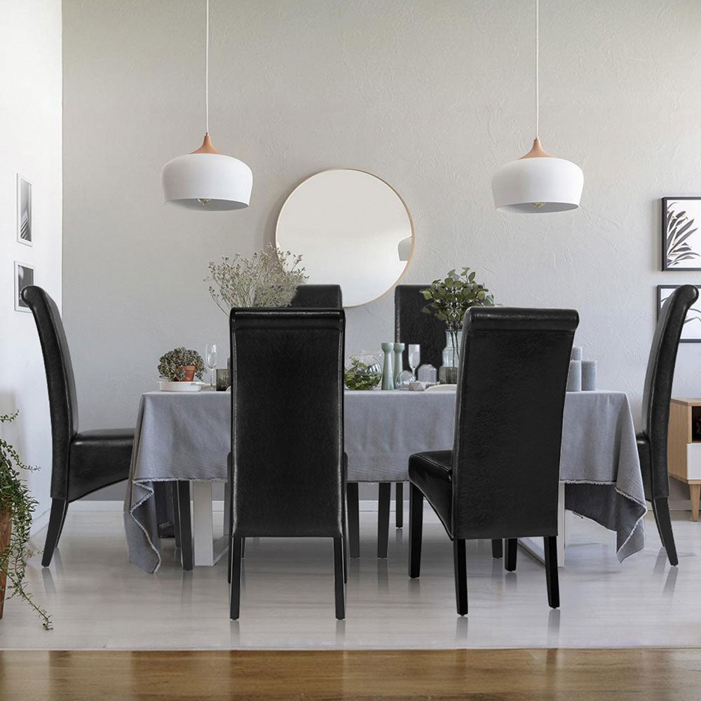 Dining Chairs Set of 2 Leather Parsons Chair Black - Furniture > Dining > Kitchen & Dining Chairs - Rivercity House & Home Co. (ABN 18 642 972 209) - Affordable Modern Furniture Australia