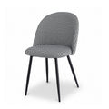 Set of 2 Linen Dining Chairs with Curved Solid Metal Legs - Houndstooth
