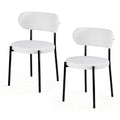 Set of 2 Sherpa Boucle Dining Chairs with Metal Legs - White