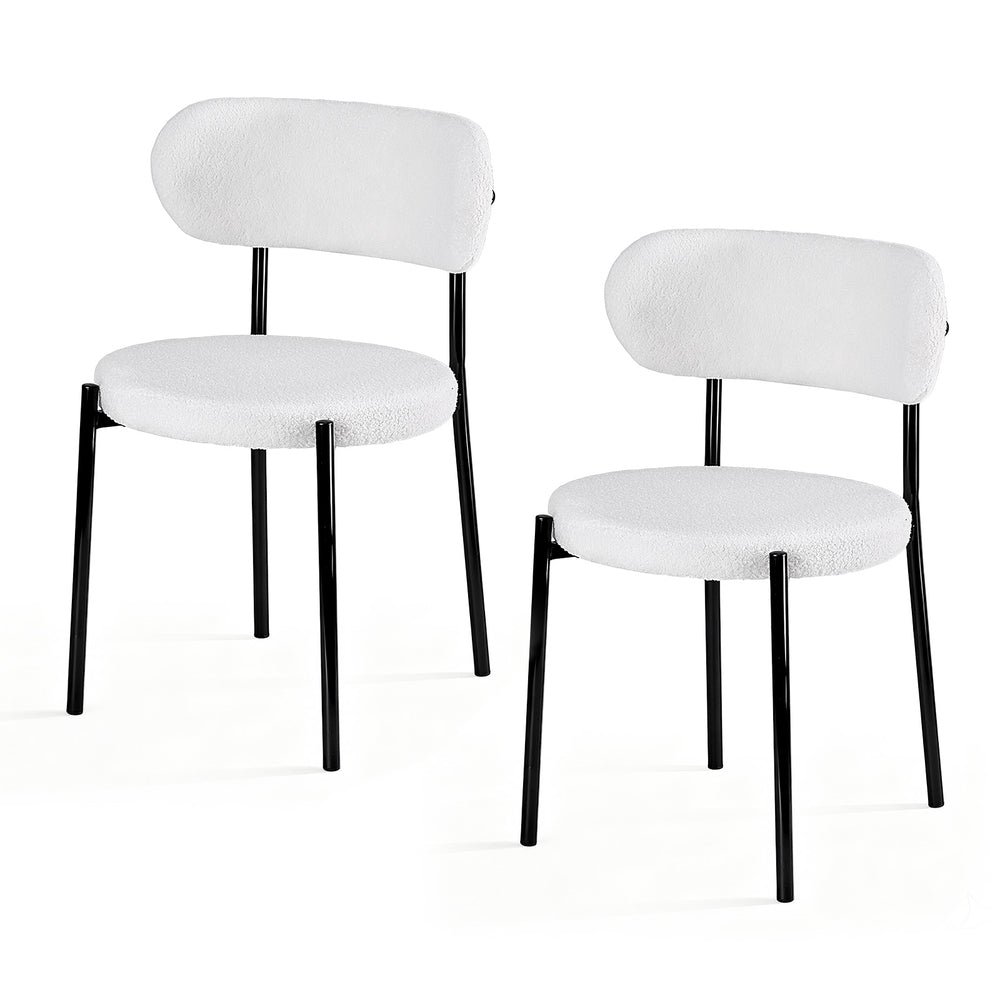 Dining Chairs Set of 2 Sherpa Boucle White - Furniture > Dining > Kitchen & Dining Chairs - Rivercity House & Home Co. (ABN 18 642 972 209) - Affordable Modern Furniture Australia