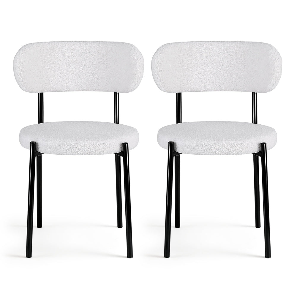 Dining Chairs Set of 2 Sherpa Boucle White - Furniture > Dining > Kitchen & Dining Chairs - Rivercity House & Home Co. (ABN 18 642 972 209) - Affordable Modern Furniture Australia