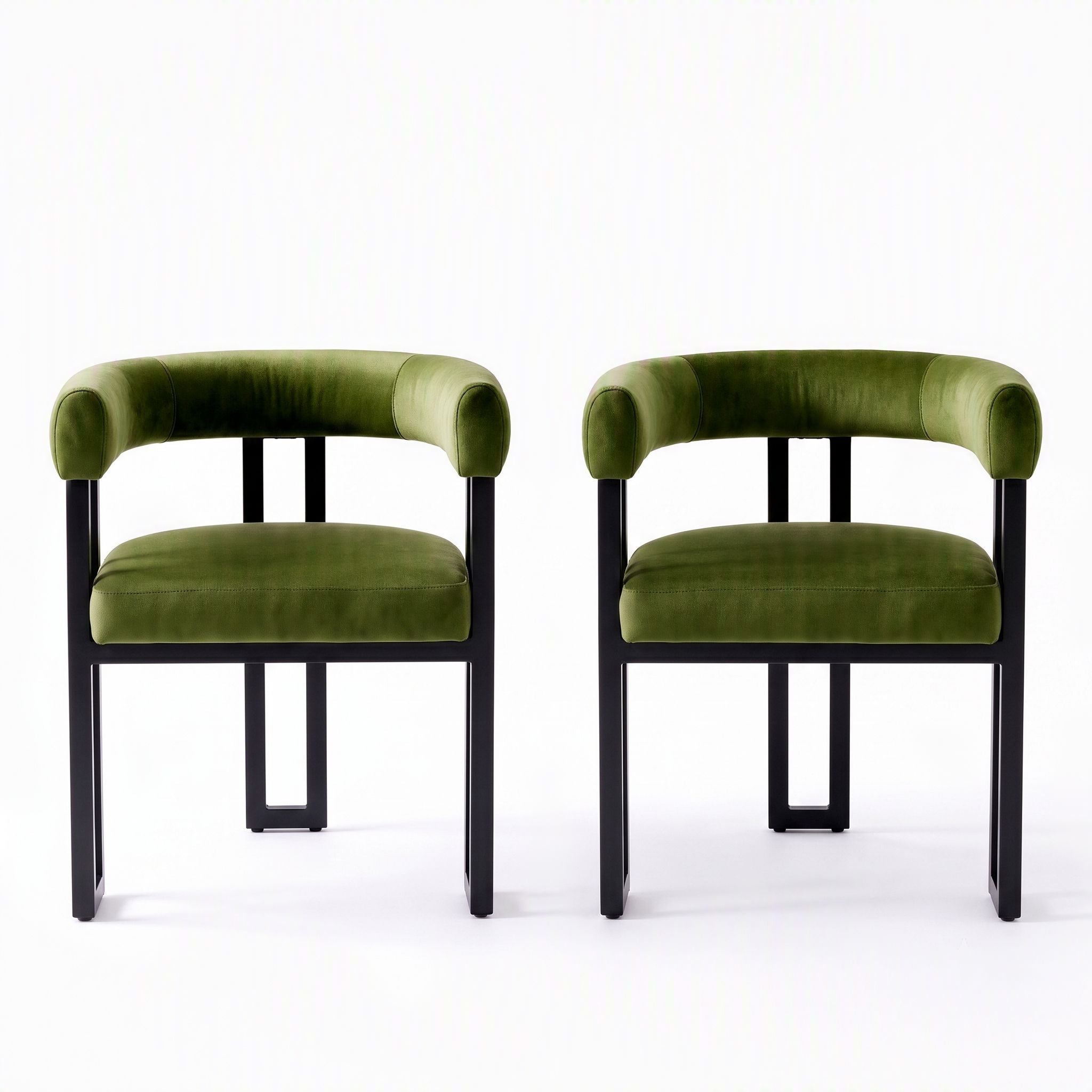 Dining Chairs Set of 2 Velvet Upholstered Barrel Chairs with Curved Armrests & Back Green - Furniture > Dining > Kitchen & Dining Chairs - Rivercity House & Home Co. (ABN 18 642 972 209) - Affordable Modern Furniture Australia