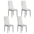 Dining Chairs Set of 4 Leather Channel Tufted White