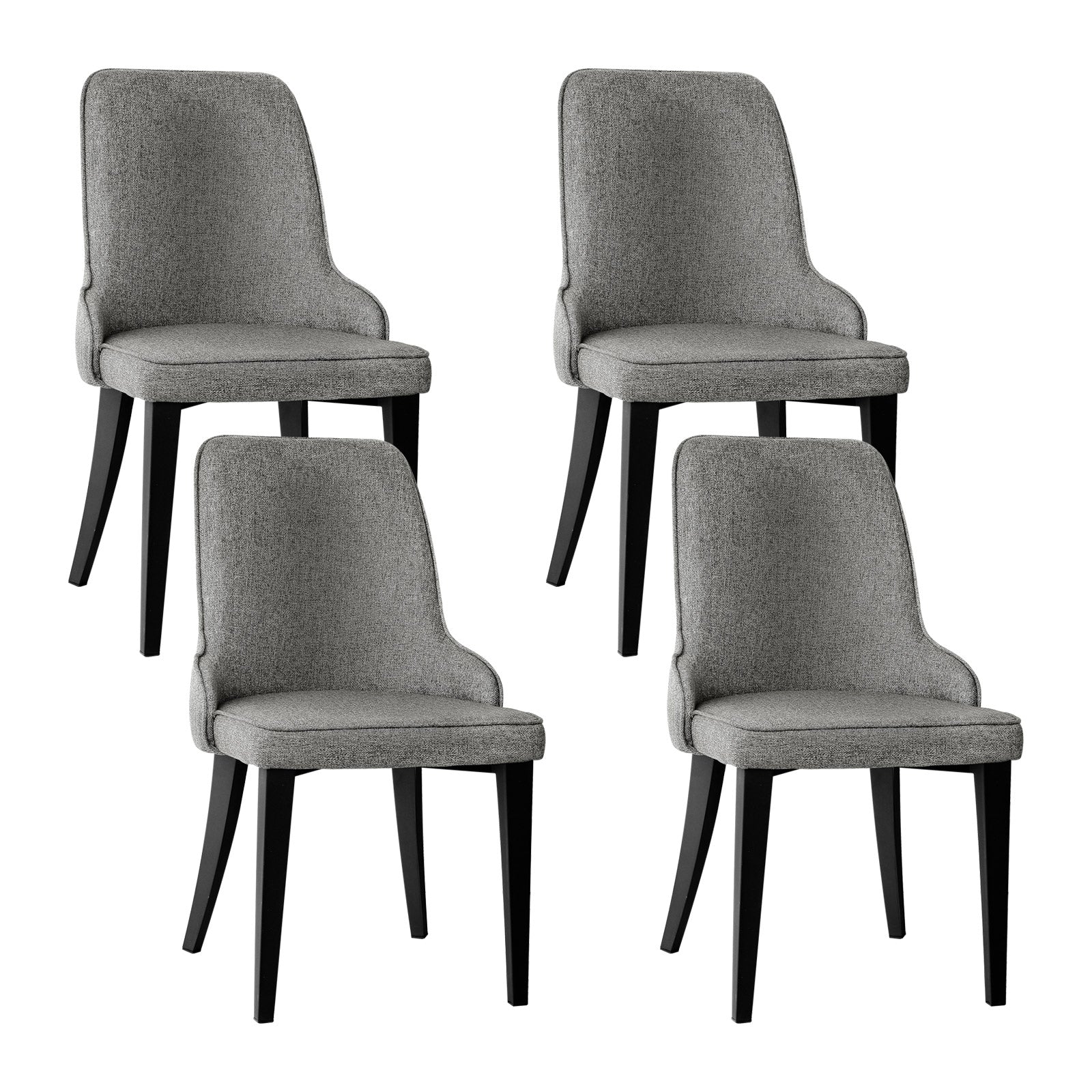 Dining Chairs Set of 4 Linen Fabric Grey - Furniture > Dining > Kitchen & Dining Chairs - Rivercity House & Home Co. (ABN 18 642 972 209) - Affordable Modern Furniture Australia