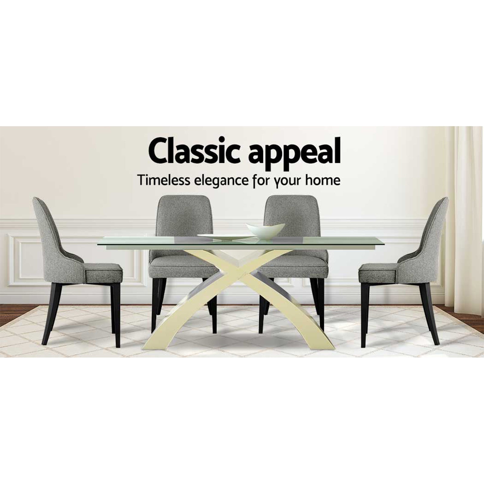 Dining Chairs Set of 4 Linen Fabric Grey - Furniture > Dining > Kitchen & Dining Chairs - Rivercity House & Home Co. (ABN 18 642 972 209) - Affordable Modern Furniture Australia