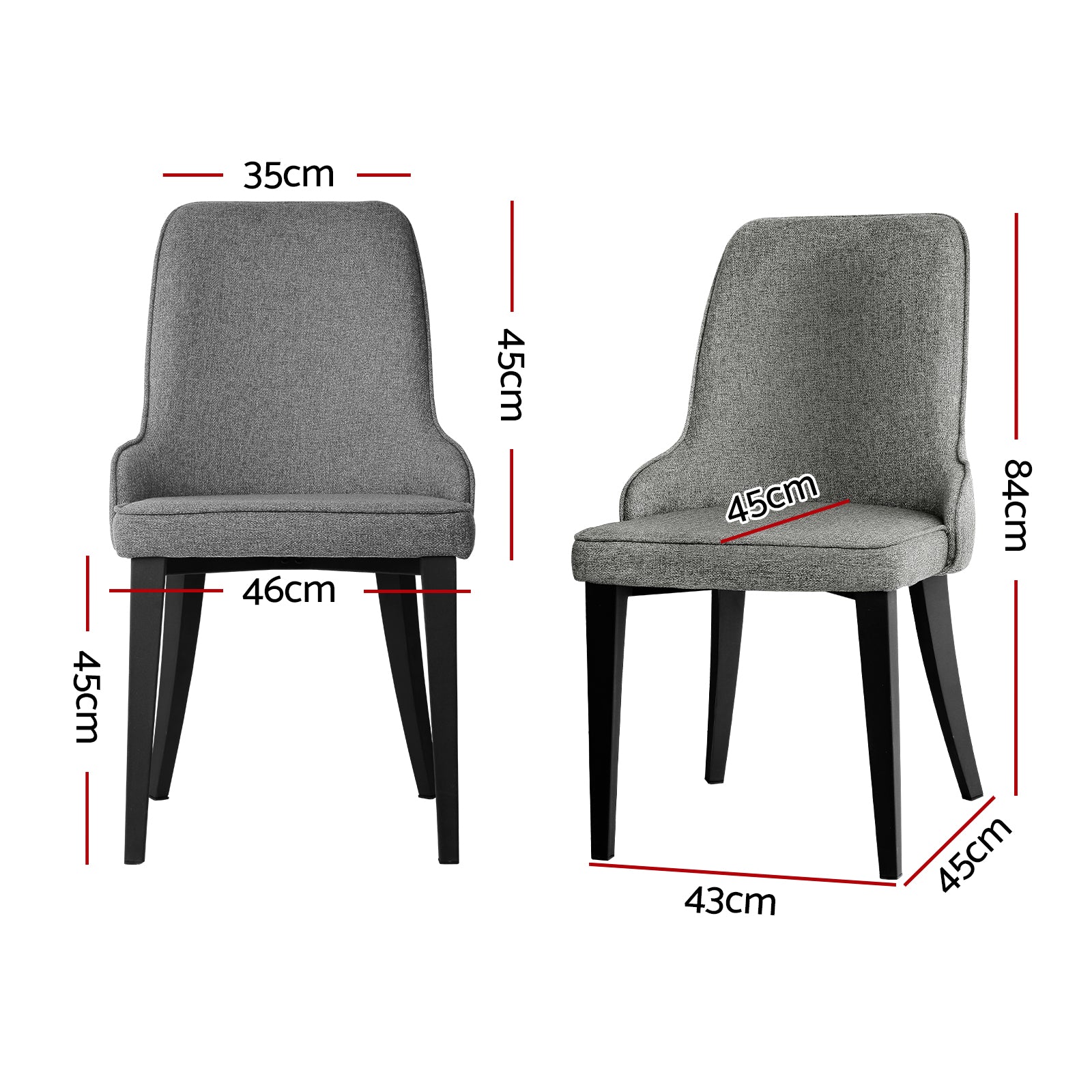 Dining Chairs Set of 4 Linen Fabric Grey - Furniture > Dining > Kitchen & Dining Chairs - Rivercity House & Home Co. (ABN 18 642 972 209) - Affordable Modern Furniture Australia