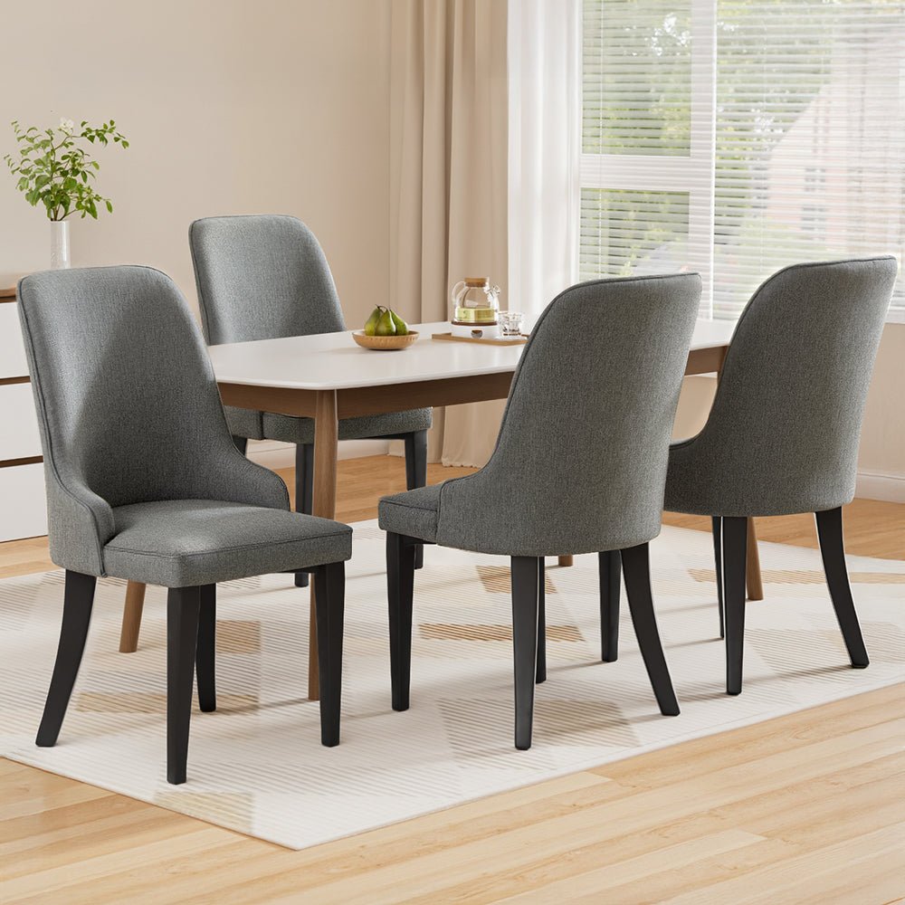 Dining Chairs Set of 4 Linen Fabric Grey - Furniture > Dining > Kitchen & Dining Chairs - Rivercity House & Home Co. (ABN 18 642 972 209) - Affordable Modern Furniture Australia