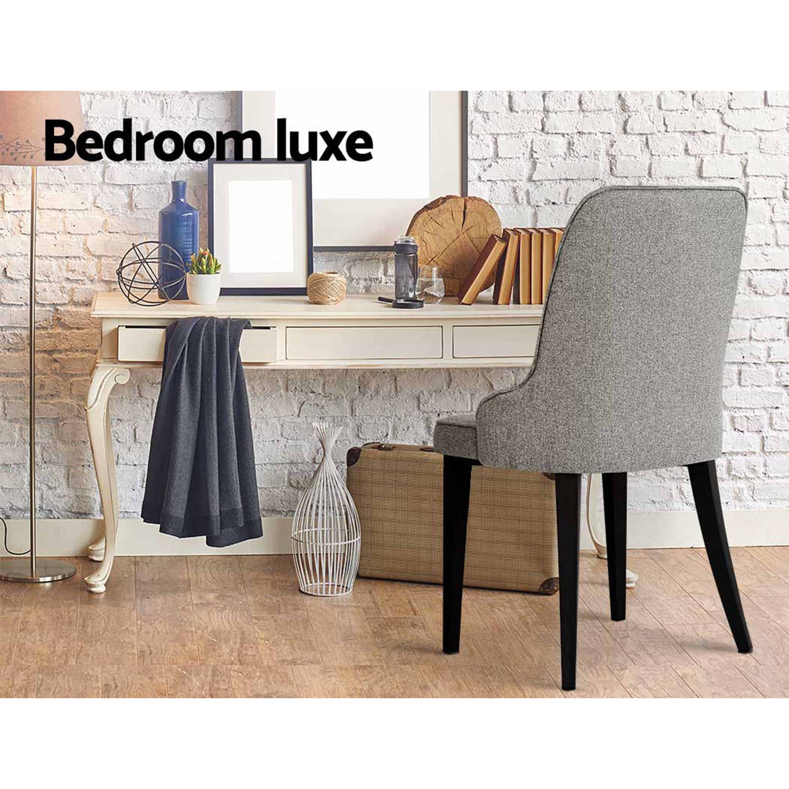 Dining Chairs Set of 4 Linen Fabric Grey - Furniture > Dining > Kitchen & Dining Chairs - Rivercity House & Home Co. (ABN 18 642 972 209) - Affordable Modern Furniture Australia