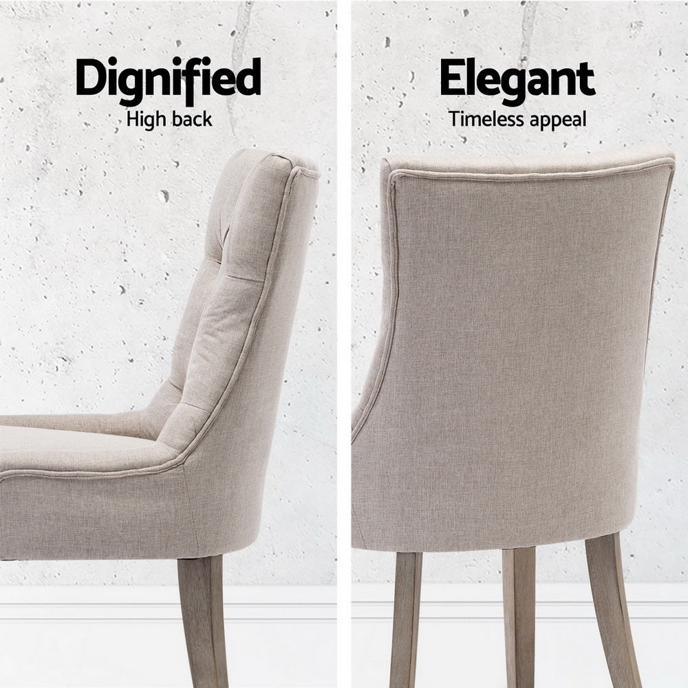 Dining Chairs Set of 4 Linen French Provincial Beige - Furniture > Dining > Kitchen & Dining Chairs - Rivercity House & Home Co. (ABN 18 642 972 209) - Affordable Modern Furniture Australia