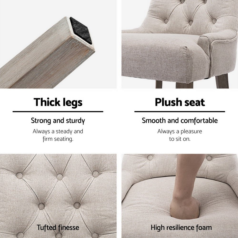 Dining Chairs Set of 4 Linen French Provincial Beige - Furniture > Dining > Kitchen & Dining Chairs - Rivercity House & Home Co. (ABN 18 642 972 209) - Affordable Modern Furniture Australia