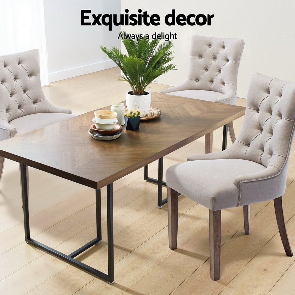 Dining Chairs Set of 4 Linen French Provincial Beige - Furniture > Dining > Kitchen & Dining Chairs - Rivercity House & Home Co. (ABN 18 642 972 209) - Affordable Modern Furniture Australia